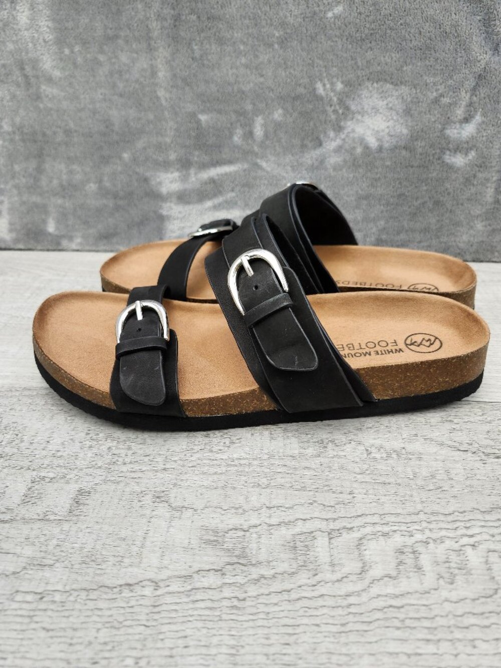 WHITE MOUNTAIN Women 8M Hardball Double-Buckle Comfort-Molded Footbed *Tride On*
